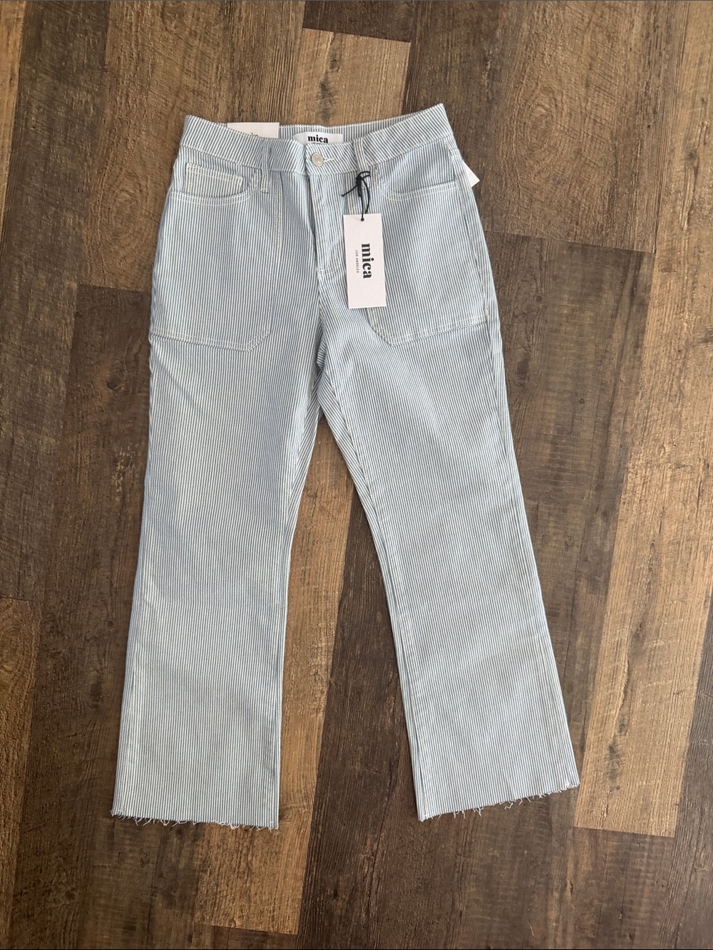Mica Light Blue Cropped pinstripe jeans  sz 26 NWT